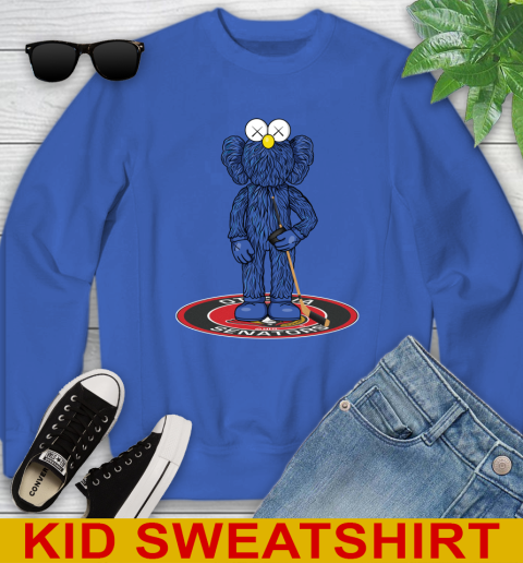 NHL Hockey Ottawa Senators Kaws Bff Blue Figure Shirt Youth Sweatshirt 7