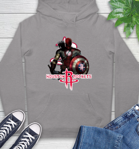 Houston Rockets NBA Basketball Captain America Thor Spider Man Hawkeye Avengers Hoodie 6