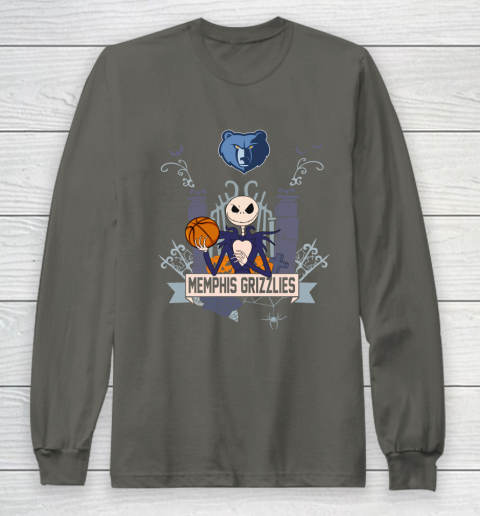 NBA Memphis Grizzlies Basketball Jack Skellington Halloween Long Sleeve T-Shirt 5