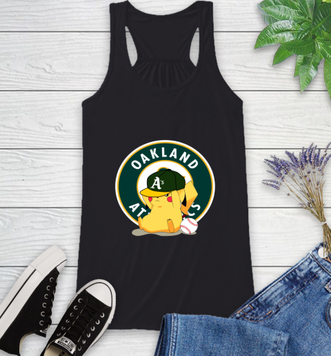 MLB Pikachu Baseball Sports Oakland Athletics Racerback Tank 2