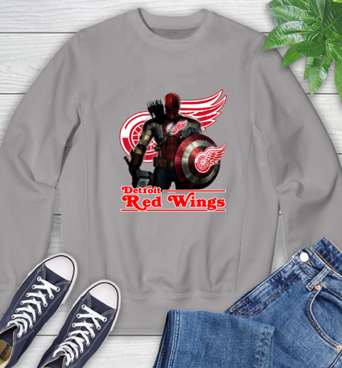 NHL Captain America Thor Spider Man Hawkeye Avengers Endgame Hockey Detroit Red Wings Sweatshirt 5