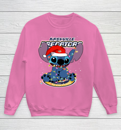 Nashville Predators NHL Hockey noel stitch Christmas Youth Sweatshirt 3