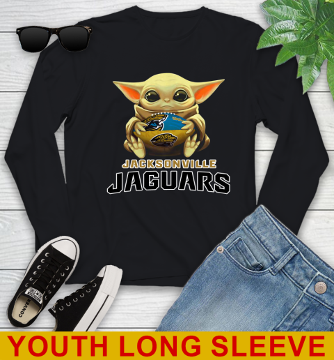 NFL Football Jacksonville Jaguars Baby Yoda Star Wars Shirt Youth Long Sleeve 3 NFL Football Jacksonville Jaguars Baby Yoda Star Wars Shirt Youth Long Sleeve - Image 3