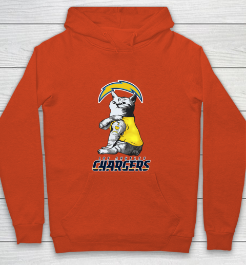 NFL Football My Cat Loves Los Angeles Chargers Youth Hoodie 3