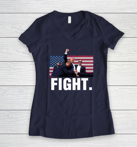 Trump Shooting Shirt Old Row Trump Fight Women's V-Neck T-Shirt 7
