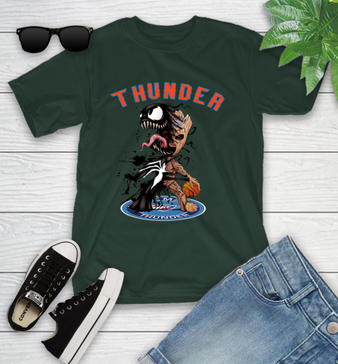 NBA Oklahoma City Thunder Basketball Venom Groot Guardians Of The Galaxy Youth T-Shirt 5