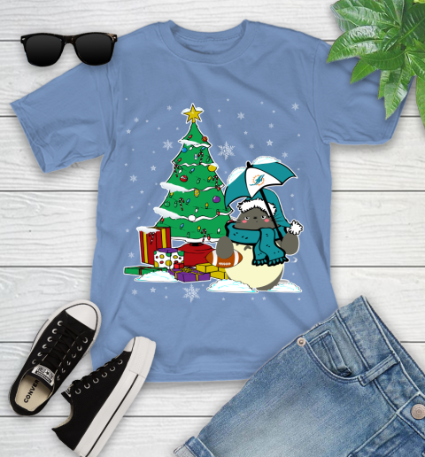 Miami Dolphins NFL Football Cute Tonari No Totoro Christmas Sports Youth T-Shirt 15