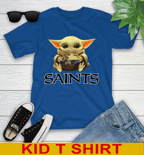 NFL Football New Orleans Saints Baby Yoda Star Wars Shirt Youth T-Shirt 9