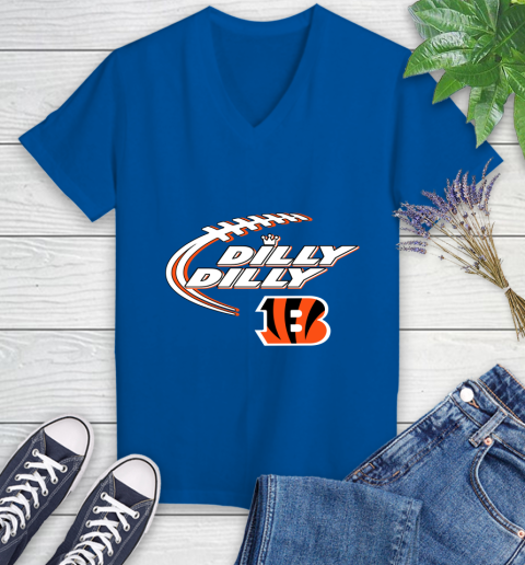NFL Cincinnati Bengals Dilly Dilly Football Sports Women's V-Neck T-Shirt 10