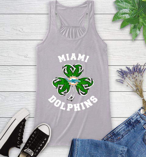 NFL Miami Dolphins Three Leaf Clover St Patrick's Day Football Sports Racerback Tank 4