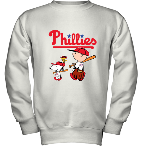 Philadelphia Phillies Let's Play Baseball Together Snoopy MLB Youth Sweatshirt