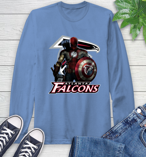 NFL Captain America Thor Spider Man Hawkeye Avengers Endgame Football Atlanta Falcons Long Sleeve T-Shirt 11