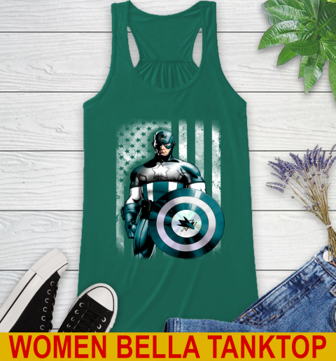 San Jose Sharks NHL Hockey Captain America Marvel Avengers American Flag Shirt Racerback Tank 5