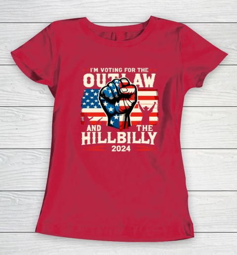 I'm Voting For the Outlaw And The Hillbilly 2024 US Flag Women's T-Shirt 7