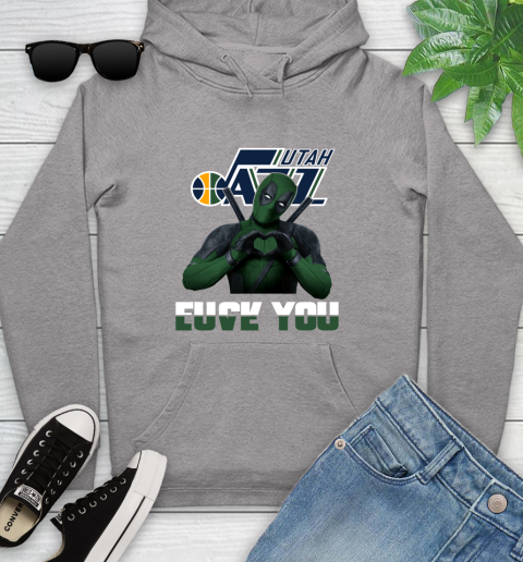 NBA Utah Jazz Deadpool Love You Fuck You Basketball Sports Youth Hoodie 6