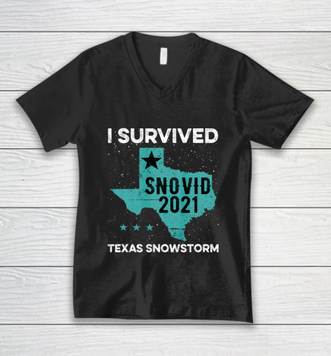 I Survived Snovid 2021 Texas Snowstorm Texas Strong V-Neck T-Shirt