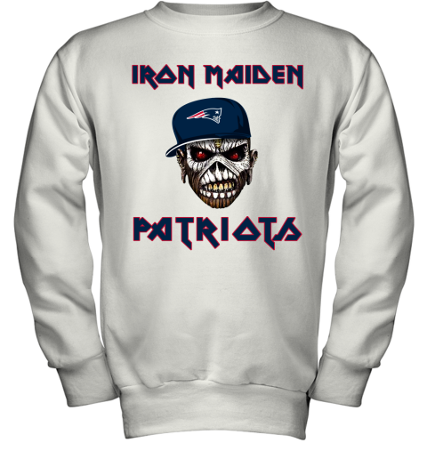 NFL New England Patriots Iron Maiden Rock Band Music Football Sports HtPJ0tArjAy youth sweatshirt 47 95 151514 front white