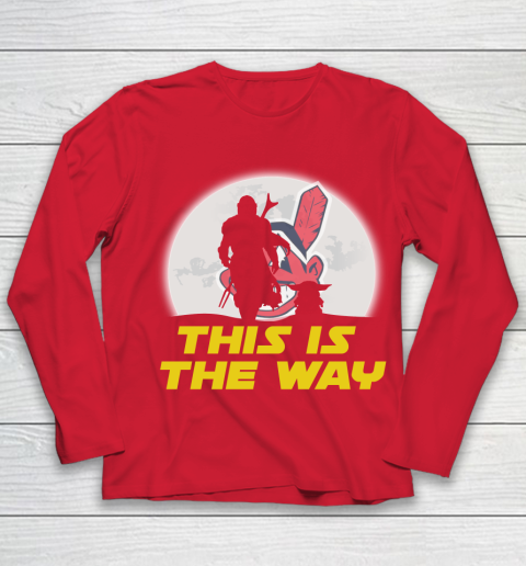 Cleveland Indians MLB Baseball Star Wars Yoda And Mandalorian This Is The Way Youth Long Sleeve 8