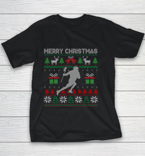 Ugly Christmas Lacrosse Player Santa Tree Xmas Gift Youth T-Shirt