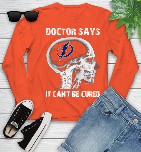 NHL Tampa Bay Lightning Hockey Skull It Can't Be Cured Shirt Youth Long Sleeve 3