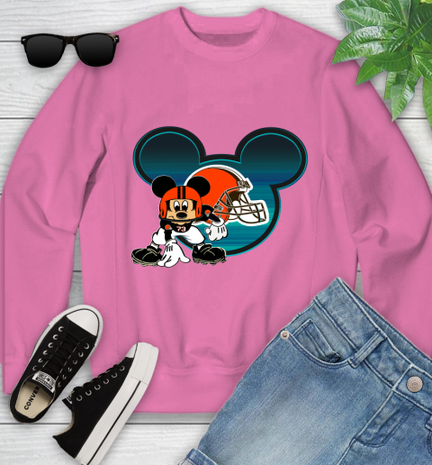 NFL Cleveland Browns Mickey Mouse Disney Football T Shirt Youth Sweatshirt 7