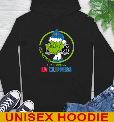 LA Clippers NBA Christmas Grinch I Hate People But I Love My Favorite Basketball Team Hoodie 2