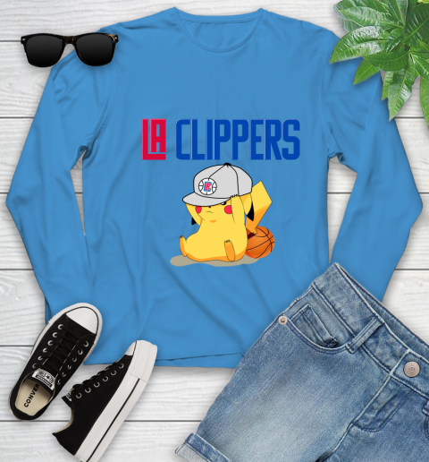 NBA Pikachu Basketball Sports Los Angeles Clippers Youth Long Sleeve 7