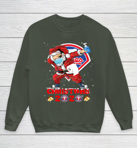 Philadelphia Phillies Funny Santa Claus Dabbing Christmas 2020 MLB Youth Sweatshirt 8