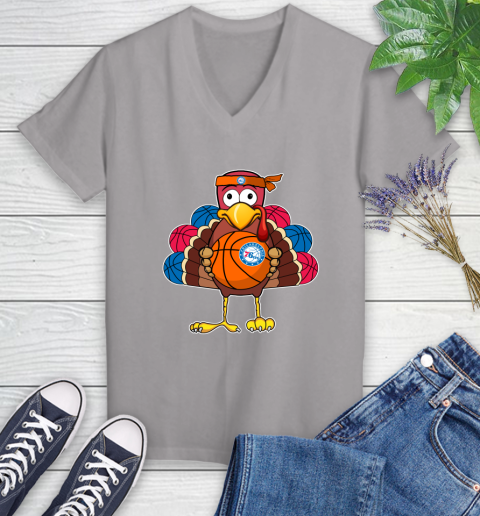 Philadelphia 76ers Turkey thanksgiving day Women's V-Neck T-Shirt 4