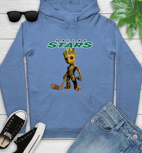Dallas Stars NHL Hockey Groot Marvel Guardians Of The Galaxy Youth Hoodie 12