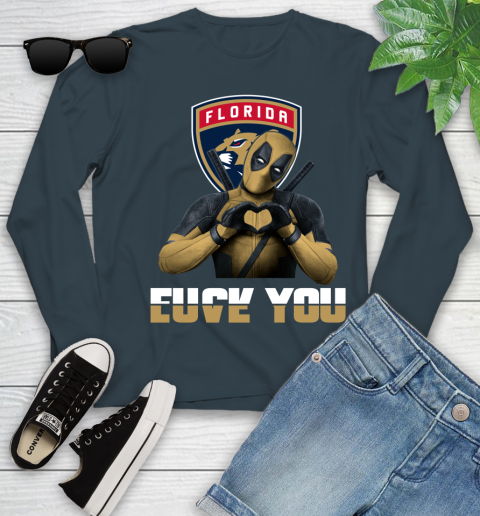 NHL Florida Panthers Deadpool Love You Fuck You Hockey Sports Youth Long Sleeve 9