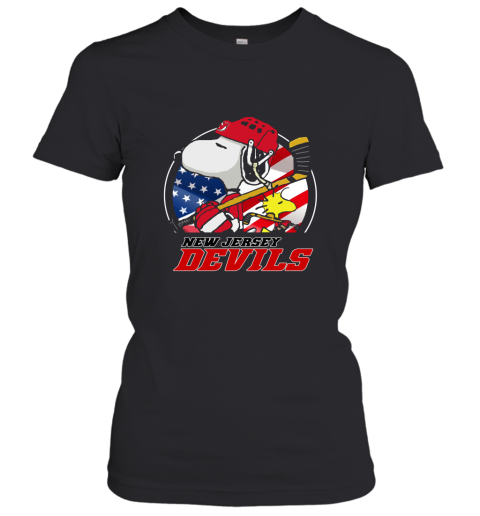 New Jersey Devils Ice Hockey Snoopy And Woodstock NHL Women's T-Shirt