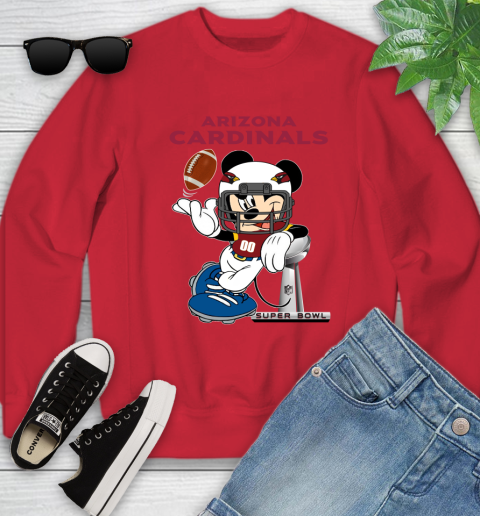 NFL Arizona Cardinals Mickey Mouse Disney Super Bowl Football T Shirt Youth Sweatshirt 9