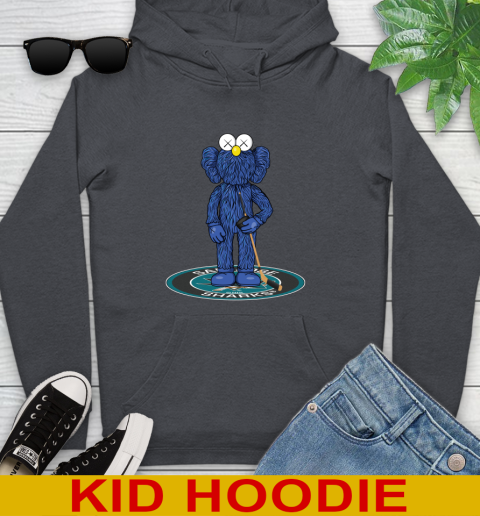 NHL Hockey San Jose Sharks Kaws Bff Blue Figure Shirt Youth Hoodie - Image 10