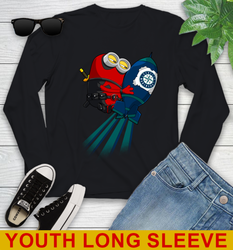 MLB Baseball Seattle Mariners Deadpool Minion Marvel Shirt Youth Long Sleeve