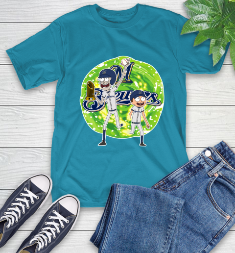 MLB Milwaukee Brewers Rick And Morty Commissioner's Trophy Baseball Sports T-Shirt 8