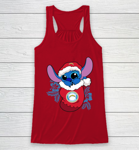 Los Angeles Chargers Christmas Stitch In The Sock Funny Disney NFL Racerback Tank 5