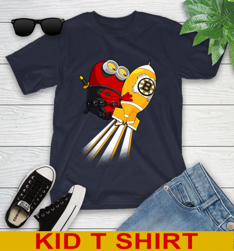 NHL Hockey Boston Bruins Deadpool Minion Marvel Shirt Youth T-Shirt 2