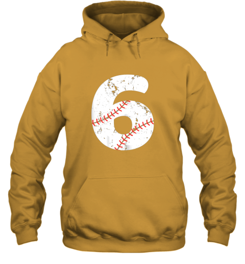 vvox number 6 baseball vintage distressed team hoodie 23 front gold