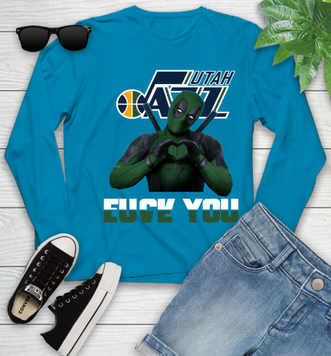 NBA Utah Jazz Deadpool Love You Fuck You Basketball Sports Youth Long Sleeve 8