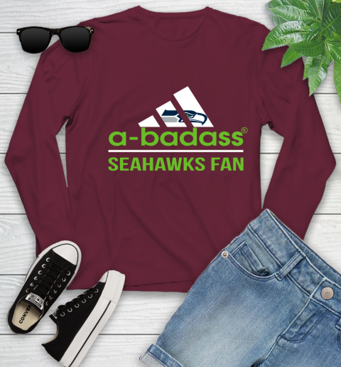 Seattle Seahawks NFL Football A Badass Adidas Adoring Fan Sports Youth Long Sleeve 6