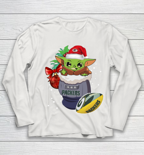 Green Bay Packers Christmas Baby Yoda Star Wars Funny Happy NFL Youth Long Sleeve 11