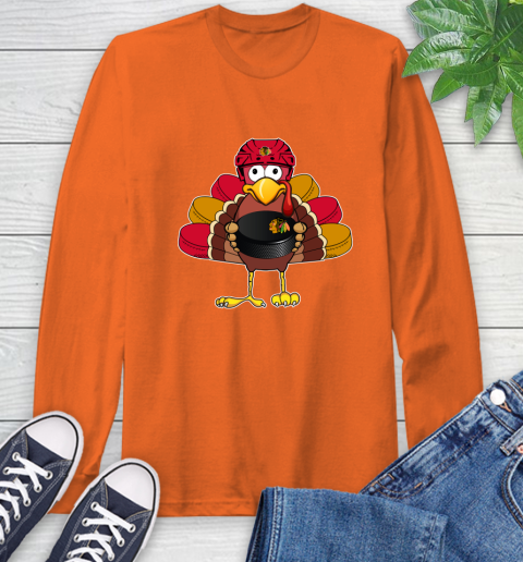 Chicago Blackhawks Turkey Thanksgiving Day Long Sleeve T-Shirt 5