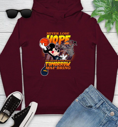 Utah Jazz NBA Basketball Mickey Disney Never Lose Hope Youth Hoodie 7