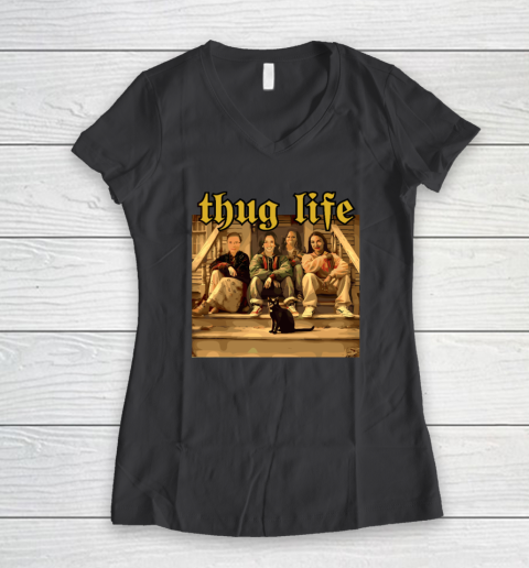 Thug Life Kamala Harris 2024 Feminist  Vote Blue Election Women's V-Neck T-Shirt 4