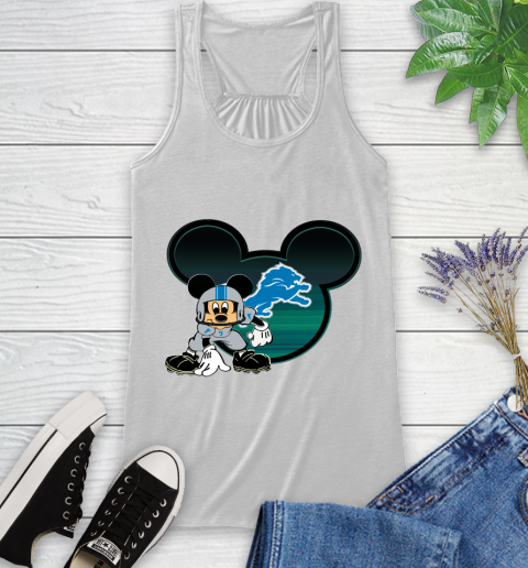 NFL Detroit Lions Mickey Mouse Disney Football T Shirt Racerback Tank