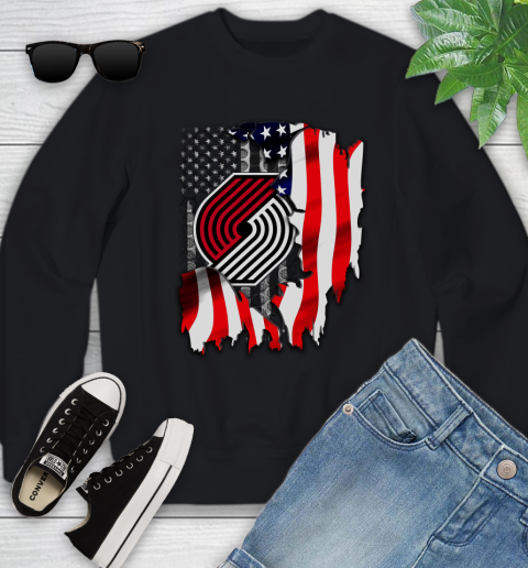 Portland Trail Blazers NBA Basketball American Flag Youth Sweatshirt