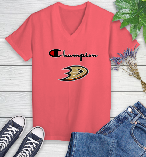 NHL Hockey Anaheim Ducks Champion Shirt Women's V-Neck T-Shirt 4