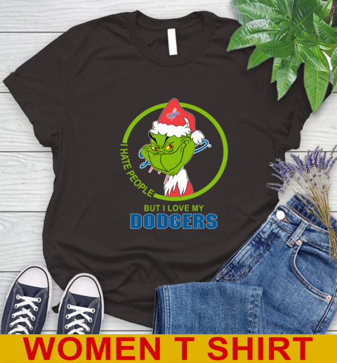 Los Angeles Dodgers MLB Christmas Grinch I Hate People But I Love My Favorite Baseball Team Women's T-Shirt 8