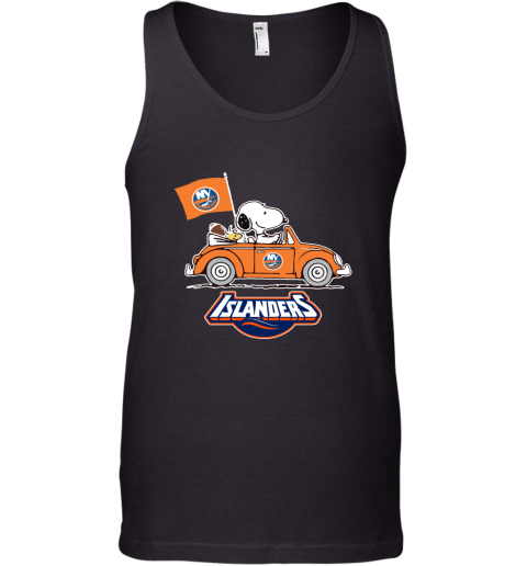 Snoopy And Woodstock Ride The New York Islander Car NHL Tank Top